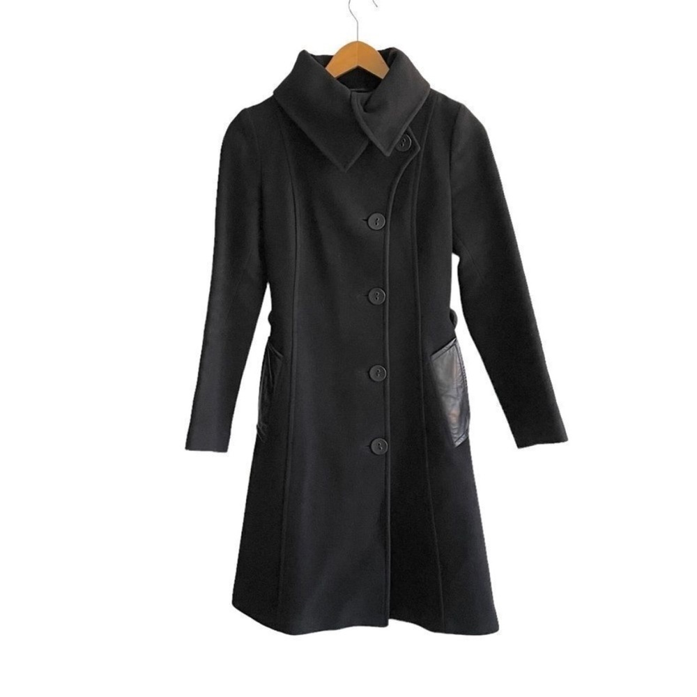 MACKAGE Wool Asymmetrical Button Front Winter Coat Black XS